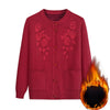 Knitted Sweater Cardigan - Mecco Shop Women's Sweater Warm Clothing Velvet Sweater Coat Sweater Coat Stylish Cardigan Plus Velvet Sweater Middle-Aged Mother Sweater Knitted Sweaters Grandma Sweater Fashionable Knitwear Embroidered Details Embroidered Cardigan Cozy Winter Wear Comfortable Sweater Autumn/Winter Apparel World Senior Citizen Sale