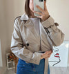 Year-Round Layering  Versatile Cropped Jacket  Urban Sophistication  Modern Lady's Style  Loose Fit Glamour  Khaki Trench Trend  High Street Fashion  Fashion Forward  Elevated Streetwear  Effortlessly Elegant  Cropped Trench Vibe  Contemporary Classics  Chic Streetwear  Casual Chic Coats  Fall collection  Online Store