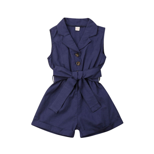 Toddler Fashion  Summer Ready OUTFIT  Sleeveless Bow-tie Waist Romper  Simple and Elegant romper  girl's romper  d Jumpsuit Summer Outfit  Comfortable and Cool romper  Bow-tie Waist Romper  Bow-tie Waist Detail romper  Baby Girls Clothes