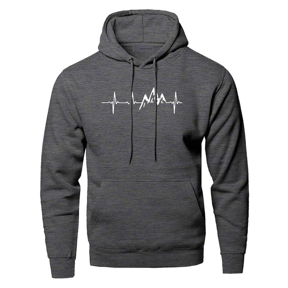 Winter Fashion  Versatile Fashion  Trendy Winter Wear  Sound Ray Diagram  Print Pattern  Outdoor Adventure  Nature Lover  Mountain Inspired  Men's Sportswear  Hoodie  Hooded Sweatshirt  High-Quality Material  Heartbeat Design  Cozy and Warm  Casual Comfort  Autumn Apparel
