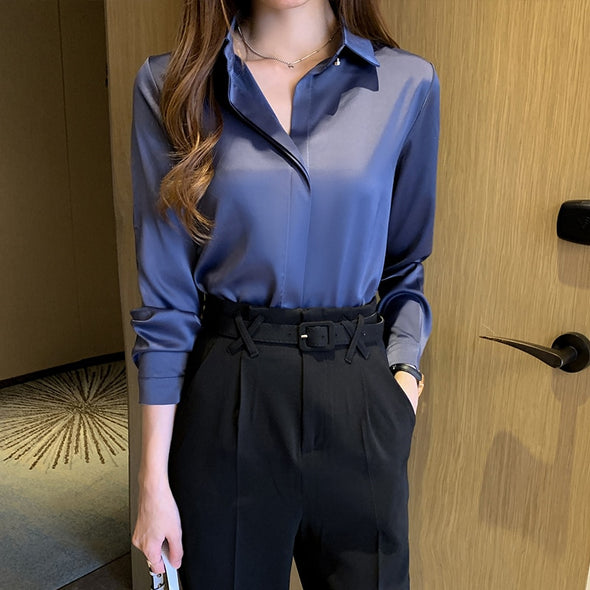 Women Long Sleeve Shirts  Versatile Elegance  Trendy Tops  Timeless Chic  Sophisticated Silk  Solid Woman Clothing  Silk Shirts  Satin Silk Blouse  Modern Elegance  Luxurious Silk  Long Sleeve Shirts  Ladies Tops  Feminine Glamour  Elegant Essentials  Chic And Comfy