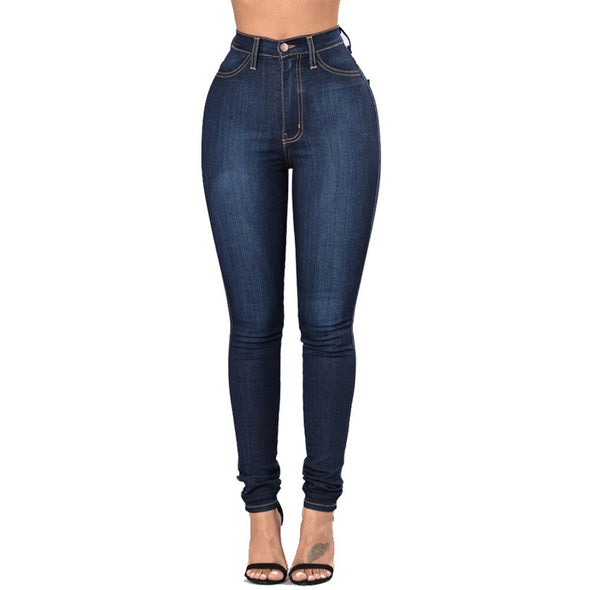 Women's jeans  Versatile bottoms  Trendy jeans  Stylish denim  Small feet pants  Slim-fitting pants  Skinny jeans  High waist jeans  High stretch fabric  Fashionable jeans  Comfortable fit  Casual style