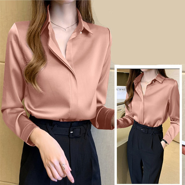 Women Long Sleeve Shirts  Versatile Elegance  Trendy Tops  Timeless Chic  Sophisticated Silk  Solid Woman Clothing  Silk Shirts  Satin Silk Blouse  Modern Elegance  Luxurious Silk  Long Sleeve Shirts  Ladies Tops  Feminine Glamour  Elegant Essentials  Chic And Comfy