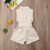 Toddler Fashion  Summer Ready OUTFIT  Sleeveless Bow-tie Waist Romper  Simple and Elegant romper  girl's romper  d Jumpsuit Summer Outfit  Comfortable and Cool romper  Bow-tie Waist Romper  Bow-tie Waist Detail romper  Baby Girls Clothes
