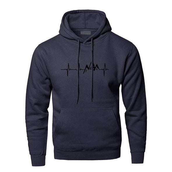 Winter Fashion  Versatile Fashion  Trendy Winter Wear  Sound Ray Diagram  Print Pattern  Outdoor Adventure  Nature Lover  Mountain Inspired  Men's Sportswear  Hoodie  Hooded Sweatshirt  High-Quality Material  Heartbeat Design  Cozy and Warm  Casual Comfort  Autumn Apparel