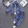 Youthful Elegance  Urban Cowboy Vibes  Two-Piece Set  Trendy Kids Clothes  Teenagers' Wardrobe  Teen Fashion  Spring & Autumn Attire  Modern Denim Duo  Denim Cowboy Coat  Denim Coat  Cowboy Child Sets  Casual Jacket Ensemble  Casual Jacket  Casual Cool coat  Boys' Clothing  BOYS  Fall collection