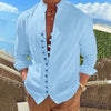Stand-Up Collar Plus Size Shirt Spring and Autumn Linen Long-Sleeved Shirt Solid Color Stand-Up Collar Men's Shirt Solid Color Spring and Autumn Shirt Plus Size Men's Long-Sleeve Plus Size Men's Linen Shirt Mens Fashion Men's Long-Sleeved Stand-Up Collar Shirt Long Sleeve Shirt Cotton Linen Shirt Casual Linen Shirt 100% Cotton Linen Stand-Up Collar Shirt