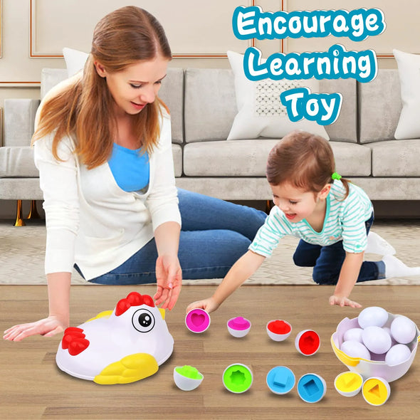 Visual and Tactile Stimulation  Tactile Awareness Development  Suitable for Ages 3-6  Perfect Gifts for Kids  Montessori-Inspired Sensory Play  Montessori Sensory Baby Toys  Learning and Educational Play  Hands-On Learning Experience  Fun and Engaging Educational Toy  Fine Motor Skill Building  Easter Eggs and Chicken Design  Early Learning and Problem-Solving  Early Childhood Learning Toys  Colors and Shapes Sorter  Color and Shape Recognition