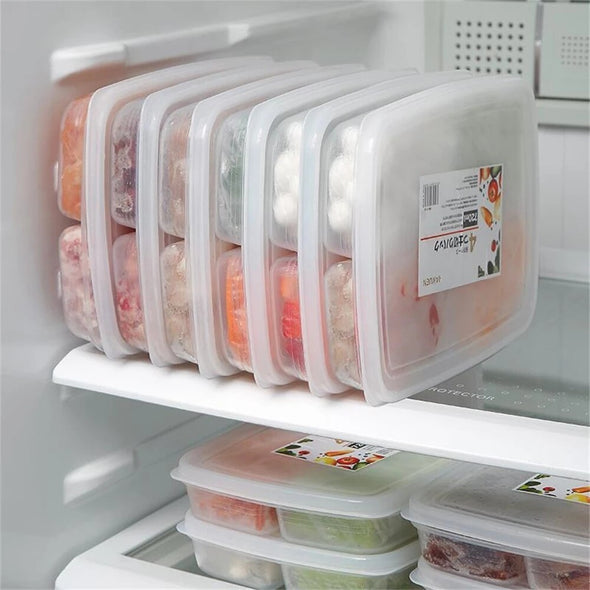 Versatile Kitchen Storage Solution  Sub Packed Meat Organizer  Space-Saving Food Compartment  Portable Refrigerator Organizer  Onion and Ginger Storage Container  Freezer Compartment Organizer  Food Storage Box  Clear Storage for Fridge and Freezer  Clear Kitchen Tool  4-Grid Food Organizer  US Labor Day Sale  Online Store