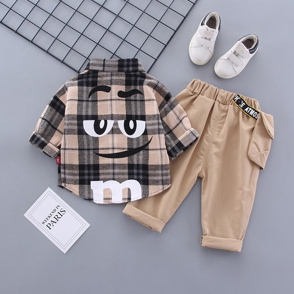 Stylish Kid Suits with Plaid Shirt and Pants - Mecco Shop Son and Daughter Sale Plaid Shirt Pants Plaid Shirt Plaid long sleeve Shirt Kid Suits Set Formal Clothing Set for kids Children Clothes Set Boy Fashion Formal Clothing Set Baby Boy Fashion