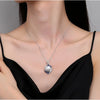 Zircon  Women's jewelry  S925 sterling silver  Round pendant  Pearl pendant  Pearl necklace  Necklaces  Jewelry  Blue crystal