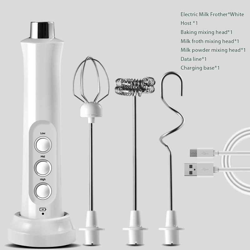 2in1 Electric Milk Coffee Stirrer Double Head Baking USB