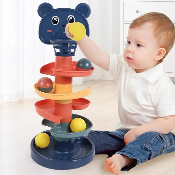 Visual Stimulation Toy  Vibrant Colorful Toy  Toddler Learning Toy  Toddler Entertainment  Stacking Toy for Kids  Rotating Track Playset  Random Color Tracks  Play and Learn Experience  Interactive Ball Rolling Toy  Hands-On Concentration Play  Fine Motor Skills Toy  Educational Toy for Babies  Easy and Smooth Play  Early Cognitive Development  Concentration-Building Toy  Colorful Stacking Tower  Color Recognition for Children  Child's Gift for Learning  Ball Movement Play  Baby and Kids Playtime