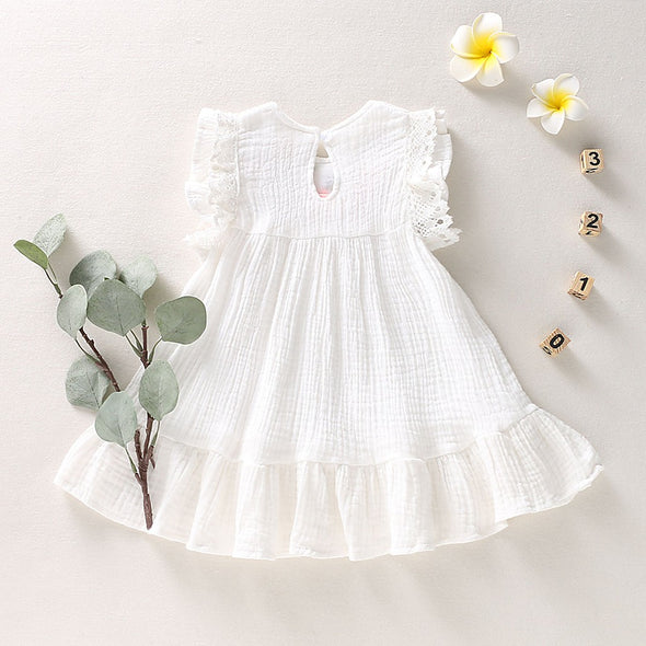 Son and Daughter Sale  Swing White Dress  Summer Leisure Dress  girls dresses  Girls Cotton Linen Dresses  Girls Cotton Dresses  Girls Linen Dresses  Delicate Embroidery dress  Comfortable and Breathable  Classic White Dress
