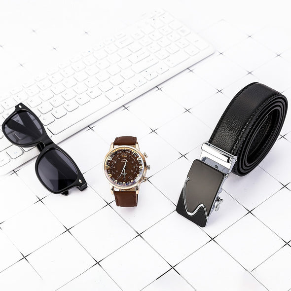 Wristwatch Set  Watch Gift Set  Watch Collection  Trendy Men's Accessories  Stylish Accessories  Men's Glasses  Men's Belt  MEN  Luxury Watches  Gift Set for Him  Fashionable Gifts  Fashion Accessories  Best Gifts for Men