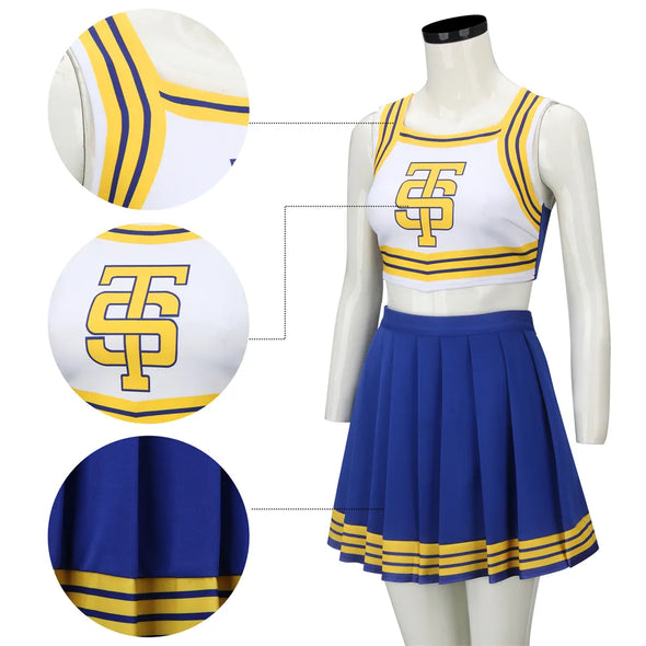 Versatile Costume for Parties  Taylor Swift Inspired Costume  Taylor Swift Fan Apparel  Taylor Swift Cosplay Costume  Taylor Swift Cheerleader Costume  Shake It Off Cheerleading Outfit  Premium Quality Cheerleading Costume  Pop Star Cheerleader Dress  Iconic Music Video Costume  Iconic Dance Performance Outfit  High-Quality Polyester Costume  High School Girls Halloween Costume  Halloween Party Costume  Halloween Costume for Music Fans  Girls' Cheerleader Costume Set