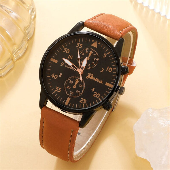 men  Wristwatch and Bracelet Set  Special Occasion Gifts  Men's Fashion  Luxury Watches  Gift Set for Men  Father's day gift set  Brown Leather Strap