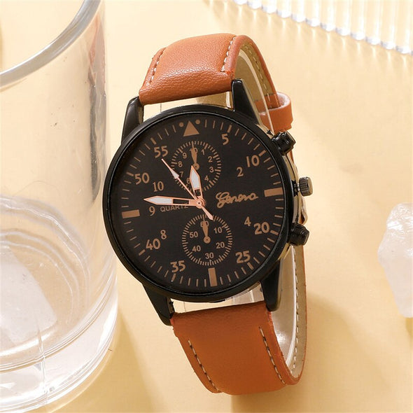 men  Wristwatch and Bracelet Set  Special Occasion Gifts  Men's Fashion  Luxury Watches  Gift Set for Men  Father's day gift set  Brown Leather Strap
