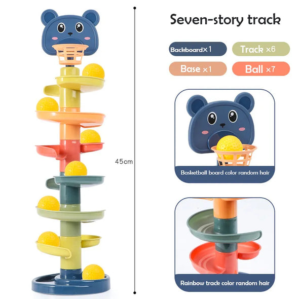 Visual Stimulation Toy Vibrant Colorful Toy Toddler Learning Toy Toddler Entertainment Stacking Toy for Kids Rotating Track Playset Random Color Tracks Play and Learn Experience Interactive Ball Rolling Toy Hands-On Concentration Play Fine Motor Skills Toy Educational Toy for Babies Easy and Smooth Play Early Cognitive Development Concentration-Building Toy Colorful Stacking Tower Color Recognition for Children Child's Gift for Learning Ball Movement Play Baby and Kids Playtime