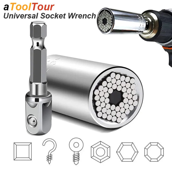 Versatile Hand Tool  Universal Socket Wrench  Universal Nut and Bolt Grip  Power Drill Adapter  One-Size-Fits-Most Nut Wrench  Multi-Functional Socket Set  Magic Grip Tool  Irregular Shape Fastener Tool  Impact-Resistant Socket  Household Maintenance Tool  Home Improvement Accessory  Handyman's Multitool  Durable Chrome Steel Material  DIY Tool Kit  Construction and Carpentry Tool  Chrome Steel Socket  Auto Repair Equipment  Adjustable Socket Head  7-19mm Nut Wrench
