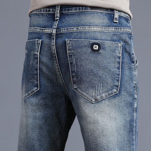 Vintage Blue Denim Streetwear Jeans Slim Fit Trousers Skinny Fit Jeans men's pants men's denim pants Men's Casual Fashion Pants Long Trousers Grey Denim Classic Style Pants Biker Party Pants