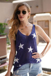 Lightweight and Breathable top  Flattering V-Neckline top  Celestial-inspired Design TOP  women's trendy top  women's clothing  V-neck tank top  statement piece  star print tank top  sleeveless top  Ship From Overseas  knit tank top  July 4th shirt  july 4th sale  Effortlessly Stylish Top  clothing for July 4th  casual wear