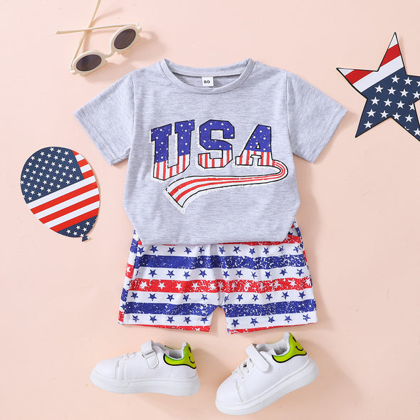 Fourth Of July Style  Fourth of July shirt  july 4th sale  clothing for July 4th  July 4th shirt  4th of July Sale  USA Flag Style Tee and Star and Stripe Shorts  Stars And Stripes Clothing set  Star Print Shorts  Ship From Overseas  Proud To Be American Kids Apparel  Patriotic Kids Tee and Star and Stripe Shorts  Kids Apparel  Graphic Tee  Freedom Set Kids Apparel