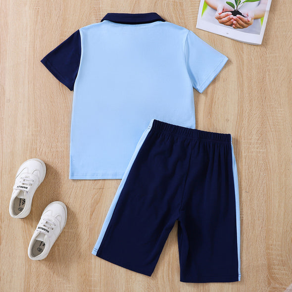 Son and Daughter Sale  Stylish and Trendy  Ship From Overseas  Kids Polo Shirt and Shorts Set  Kids Color Block Polo Shirt and Shorts Set  Fashion-forward Fun  Durable Quality  Comfortable Fit