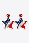 US Flag Earrings  Statement Earrings  Ship From Overseas  Red White Blue Earrings  Proud To Be American Accessories  Patriotic Jewelry  july 4th sale  Fourth Of July Style  Fourth Of July Decor  Festive Accessories  Celebrate USA Earrings  Beaded Star Earrings  Beaded Jewelry  American Flag Style Earrings  4th of July Sale