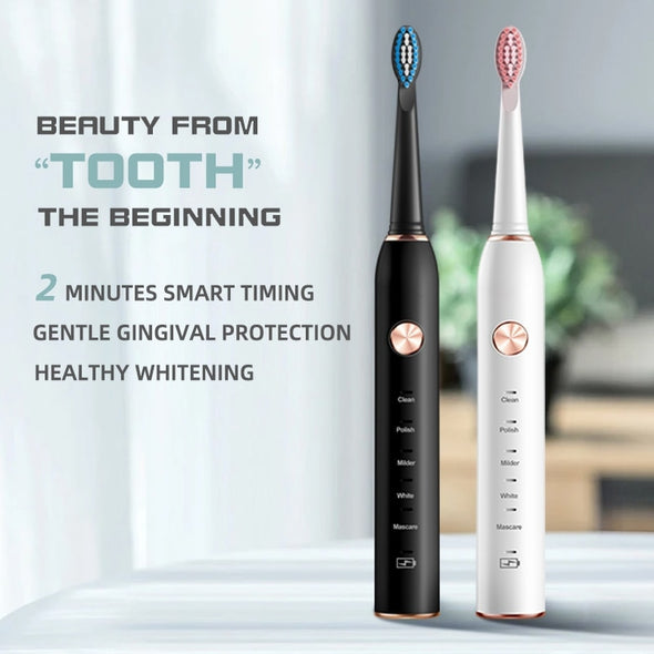 World Senior Citizen Sale  USB Charging Toothbrush  Sonic Electric Toothbrush  Electric Toothbrush  Black and White Toothbrush  5-mode Toothbrush