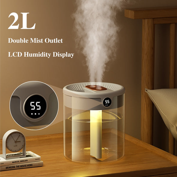 trending product  LCD Display  HydroMist Pro  Humidifier  Diffuser For Home  Aromatherapy Diffuser  2L Double Nozzle Air Humidifier  2L Capacity HUMIDIFIER