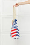 4th of July Sale  Fourth Of July Style  july 4th sale  Versatile Style Bags  Tote Bag  stripe tote bag  Statement Piece  Ship from USA  Justin Taylor  Functional Fashion  Fashion Accessory  Everyday Carry Bags  Blue and red stripe bags