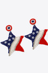 US Flag Earrings  Statement Earrings  Ship From Overseas  Red White Blue Earrings  Proud To Be American Accessories  Patriotic Jewelry  july 4th sale  Fourth Of July Style  Fourth Of July Decor  Festive Accessories  Celebrate USA Earrings  Beaded Star Earrings  Beaded Jewelry  American Flag Style Earrings  4th of July Sale