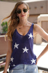 Lightweight and Breathable top  Flattering V-Neckline top  Celestial-inspired Design TOP  women's trendy top  women's clothing  V-neck tank top  statement piece  star print tank top  sleeveless top  Ship From Overseas  knit tank top  July 4th shirt  july 4th sale  Effortlessly Stylish Top  clothing for July 4th  casual wear